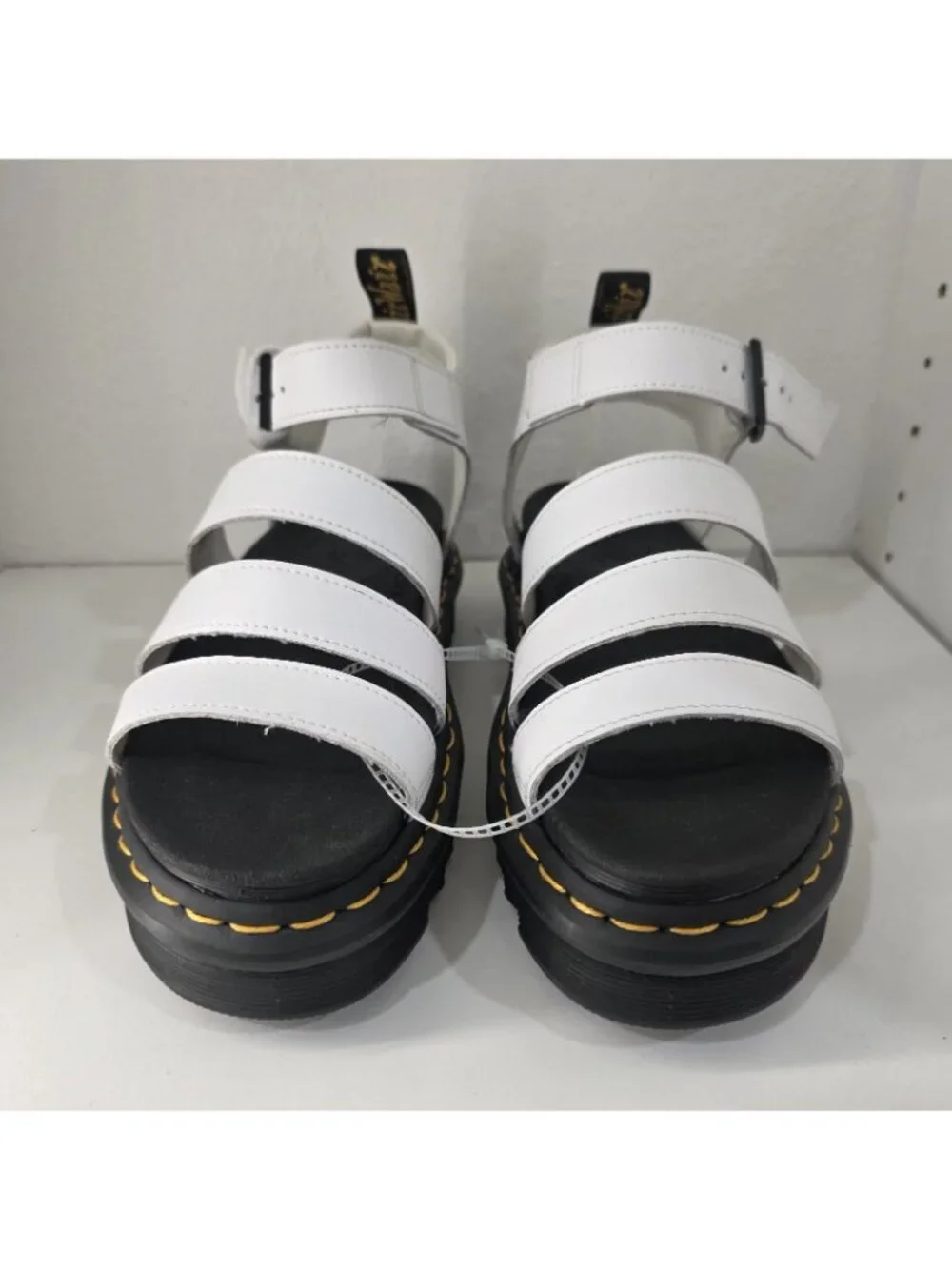 Dr Martens Blaire Women US Size 8 White Leather Sandal Gladiator Platform Chunky - Picture 4 of 11